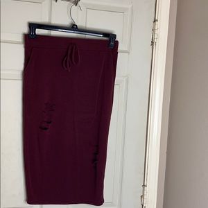 Long distressed skirt